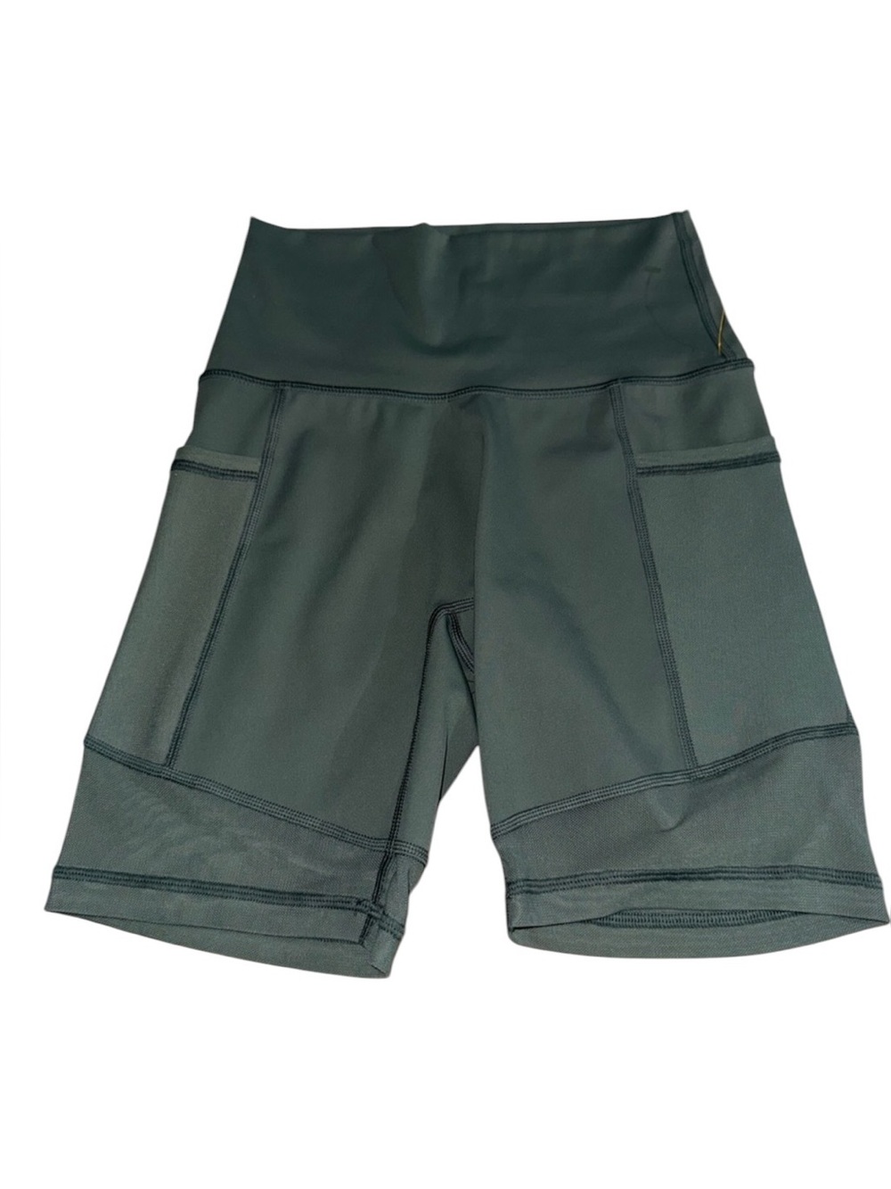 aerie High-Waist Dark Green Bike Shorts with Side Pockets